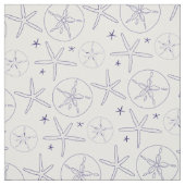 Starfish, Sand Dollar Navy Blue Beach Theme Fabrik Stoff (Muster)