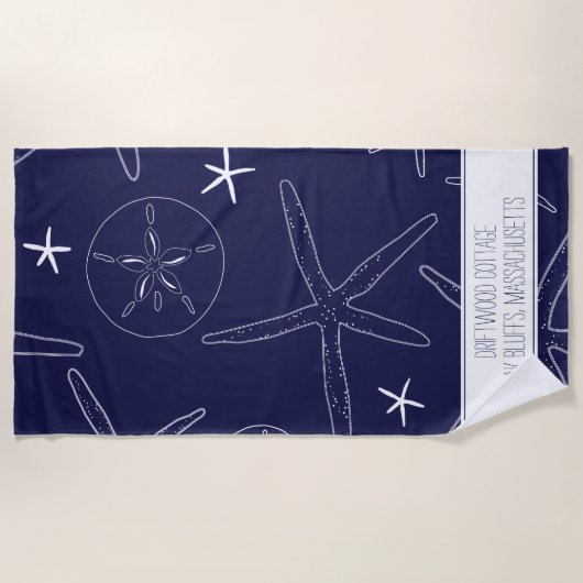 Starfish & Sand Dollar Strandtuch mit Text (Vorderseite)