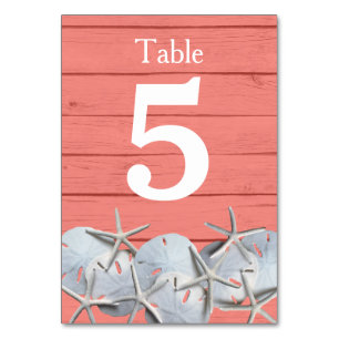 Starfish-Sand-Dollar-Wedding Tischnummer-Karten Tischnummer
