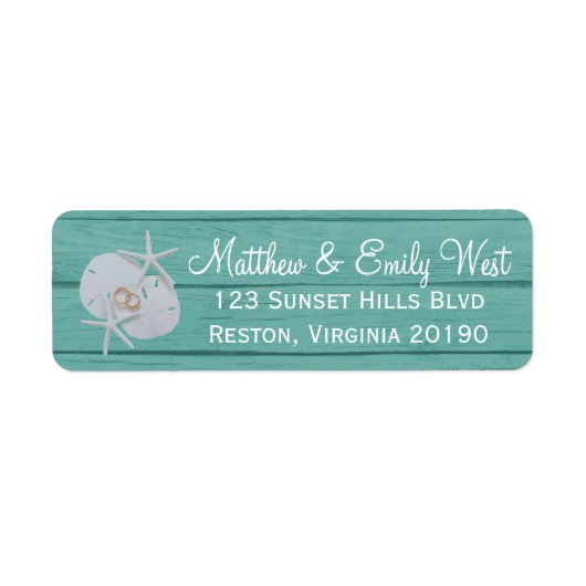 Starfish Sand Dollar Wedeladressen Labels (Vorne)