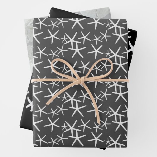 Starfish Sand Dollars Neutral Black Gray Geschenkpapier Set (Beispiel)