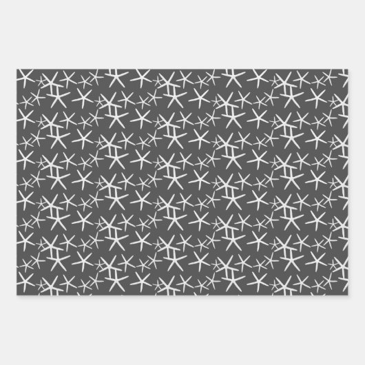 Starfish Sand Dollars Neutral Black Gray Geschenkpapier Set (Vorderseite)