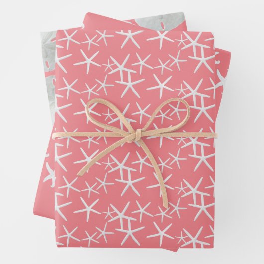 Starfish Sand Dollars Pink Girly Seashells Geschenkpapier Set (Beispiel)