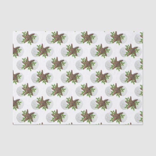 Starfish Sand Dollars Tropisches Weihnachtsmuster Seidenpapier (Vorderseite)