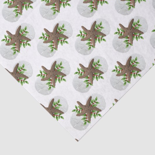 Starfish Sand Dollars Tropisches Weihnachtsmuster Seidenpapier (Ausschnitt)