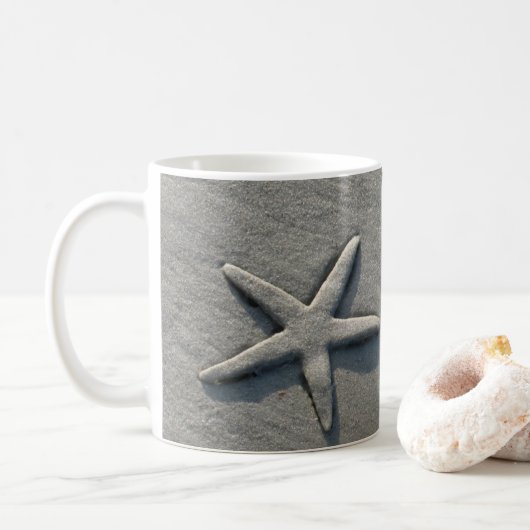 Starfish Sand Ocean Beach Foto Kaffeetasse (Mit Donut)