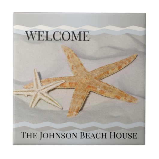 Starfish Sandy Beach House Keramik Tile Fliese (Vorderseite)