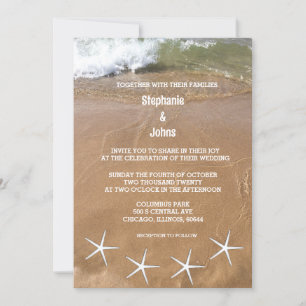 Starfish Sandy Beach Ocean Zielhochzeit Einladung