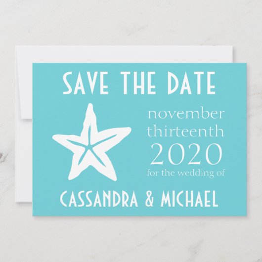 Starfish Save the Date (Aquamarin) (Vorderseite)