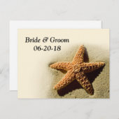 Starfish Save the Date Beach Theme Wedding Ankündigungspostkarte (Vorne/Hinten)