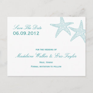 Starfish Save the Date Postcard - Türkis Ankündigungspostkarte