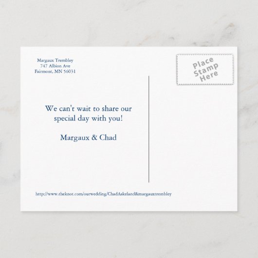 Starfish Save the Date Postkarte (Rückseite)