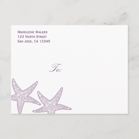 Starfish Save the Date Postkarte - Lila (Rückseite)