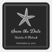 Starfish Save the Date Quadratischer Aufkleber (Vorderseite)
