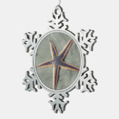 Starfish Schneeflocken Zinn-Ornament (Rechts)