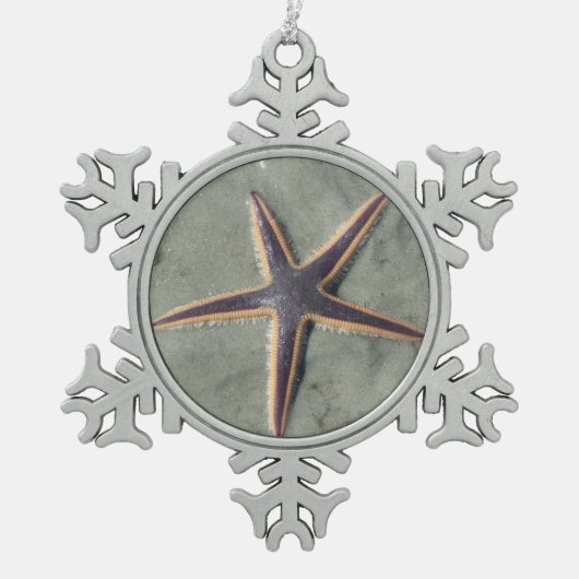 Starfish Schneeflocken Zinn-Ornament (Vorderseite)