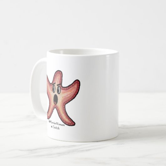 Starfish schockiert, MeWarriorFrau auf Twitch Kaffeetasse (Vorderseite Links)