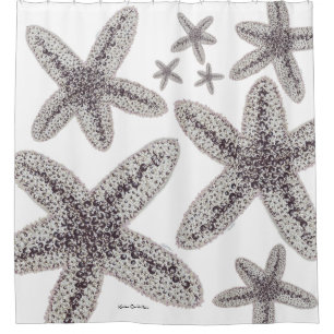Starfish Schwarzweiss Duschvorhang