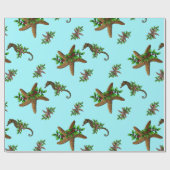 Starfish Sea Horses Muster Light Blue Weihnachten Geschenkpapier (Flach)