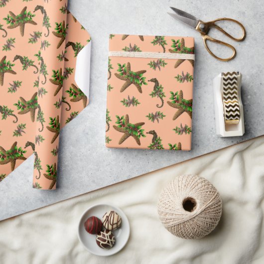 Starfish Sea Horses Muster Weihnachten Geschenkpapier (Kunsthandwerk)