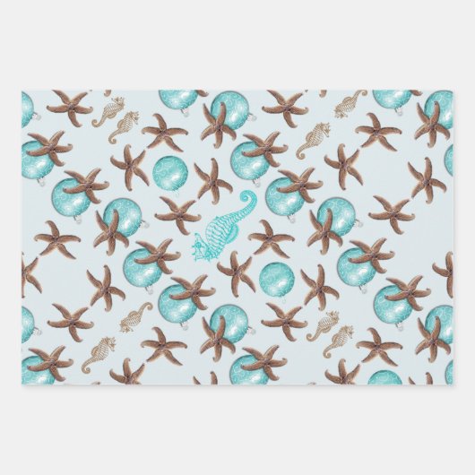 Starfish Sea Horses Weihnachtsgeschenk Wrapping Sh Geschenkpapier Set (Vorderseite 3)