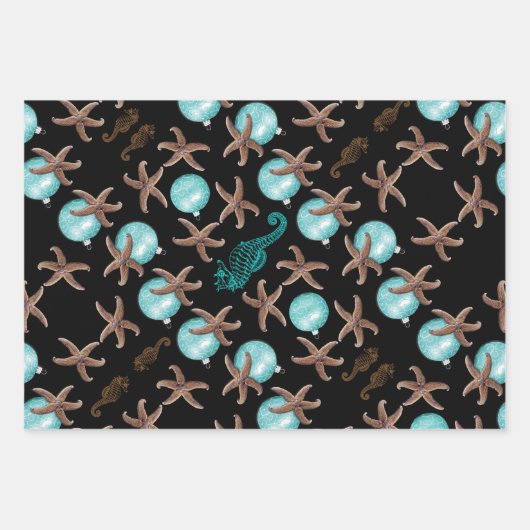 Starfish Sea Horses Weihnachtsgeschenk Wrapping Sh Geschenkpapier Set (Vorderseite 2)