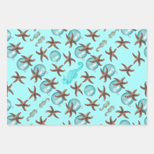 Starfish Sea Horses Weihnachtsgeschenk Wrapping Sh Geschenkpapier Set (Vorderseite 3)
