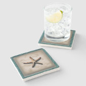 Starfish Sea Life Beach Art Deco Steinuntersetzer (Seitenansicht)