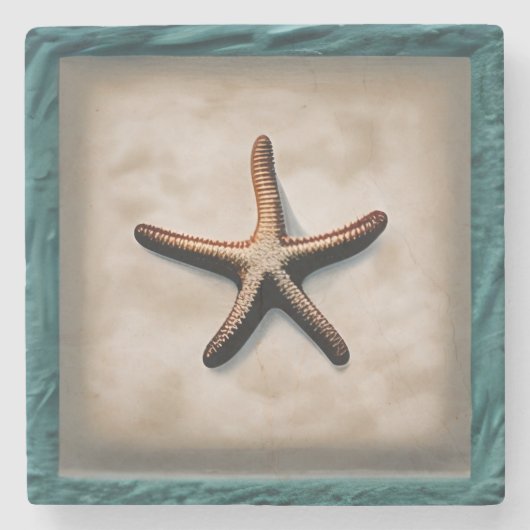 Starfish Sea Life Beach Art Deco Steinuntersetzer (Vorderseite)