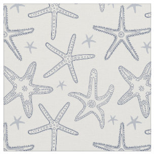 Starfish Sea Life Blau und Weiß Muster Stoff