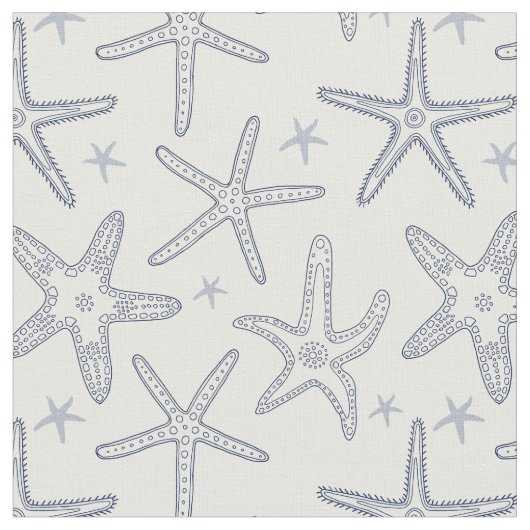 Starfish Sea Life Blau und Weiß Muster Stoff (Nahaufnahme)