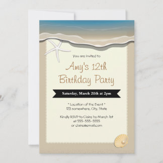 Starfish & Seashell Beach Thema Birthday Einladung