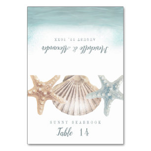 Starfish Seashell Beach Wedding Platzkarte Tischnummer