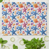 Starfish Seashell Kochnische Sommerküche Handtuch (Gefaltet)