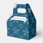 Starfish Seashell Muster auf Ozean Blue Custom Geschenkschachtel (Rückseite)