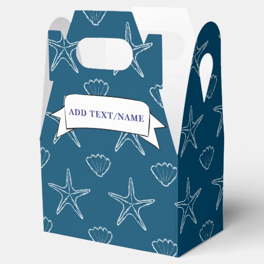 Starfish Seashell Muster auf Ozean Blue Custom Geschenkschachtel (Geöffnet)