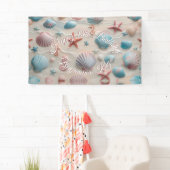 Starfish, Seashell & Seepferde Pastel Sand Party Banner (Insitu)