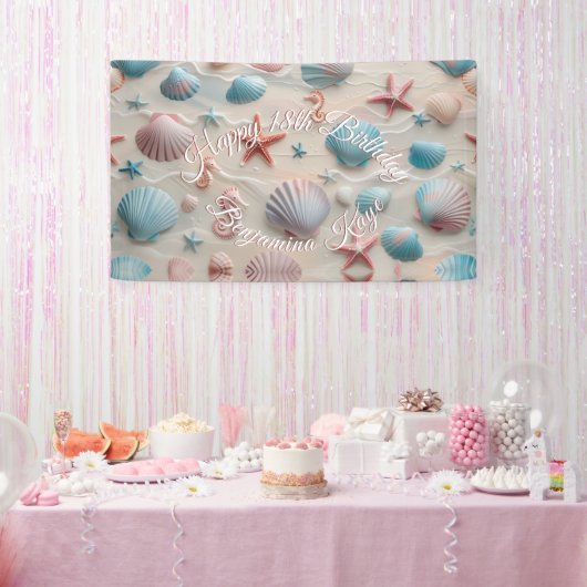 Starfish, Seashell & Seepferde Pastel Sand Party Banner (Party)
