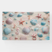 Starfish, Seashell & Seepferde Pastel Sand Party Banner (Horizontal)