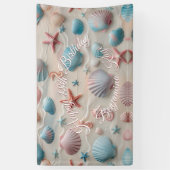 Starfish, Seashell & Seepferde Pastel Sand Party Banner (Vertikal)