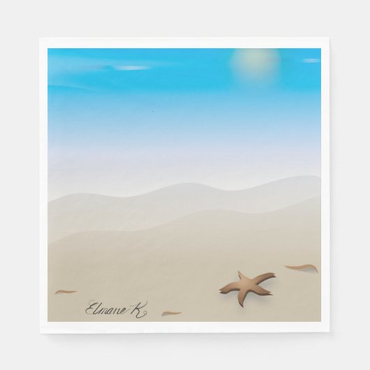 Starfish Seashell Themed Paper Napkins Serviette (Vorderseite)