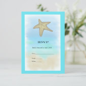 Starfish Seashell Wedding RSVP Card Karte (Stehend Vorderseite)