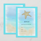 Starfish Seashell Wedding RSVP Card Karte (Vorne/Hinten)
