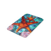 Starfish Seashells Beach Coastal Nautic Abstrakt Badematte (Schrägansicht)