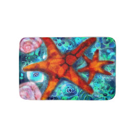Starfish Seashells Beach Coastal Nautic Abstrakt Badematte