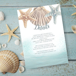 Starfish Seashells Beach Wedding Guest Details Begleitkarte