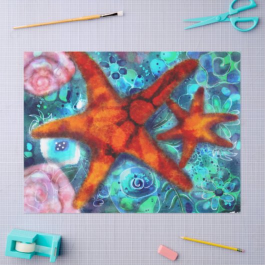 Starfish & Seashells Coastal Nautic Decoupage Seidenpapier (Basteln)