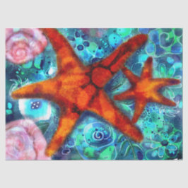Starfish & Seashells Coastal Nautic Decoupage Seidenpapier