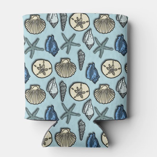 Starfish Seashells Hübsches Nautical Beach Pattern Dosenkühler (Rückseite)