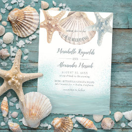 Starfish Seashells Nautical Beach Hochzeit Einladung